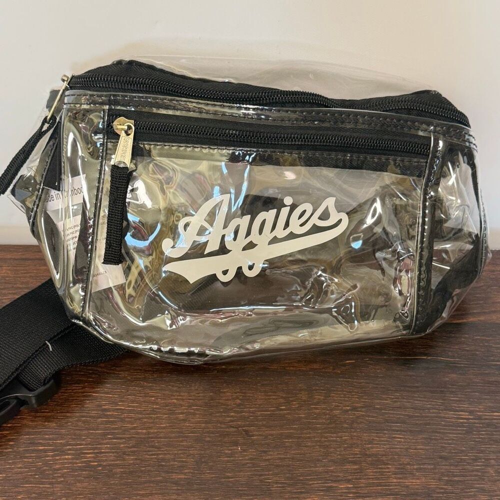 Aggies clear black game day waist belt fanny pack 11x7” new
